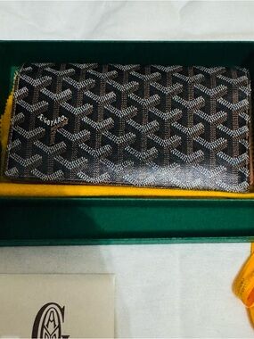 Goyard Black and Brown Chevron Long Bifold Wallet